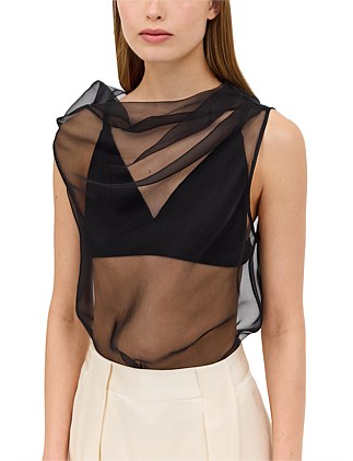 BLACK ORGANZA CEZANNE TOP