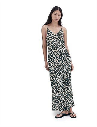 LEOPARD MAXI SLIP DRESS