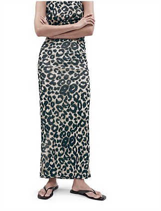 LEOPARD RUCHED SKIRT