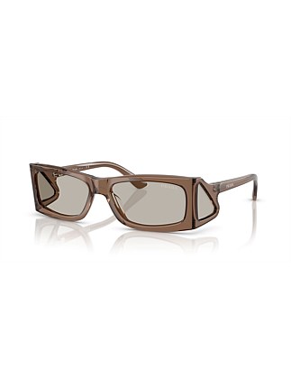 Rectangle TRANSPARENT MUD LIGHT BROWN Sunglasses