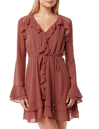 PIPER RUFFLE LONG SLEEVES MINI DRESS