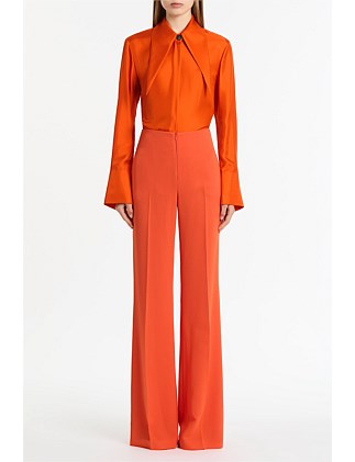 TANGERINE SILK TWILL LONG COLLAR SHIRT