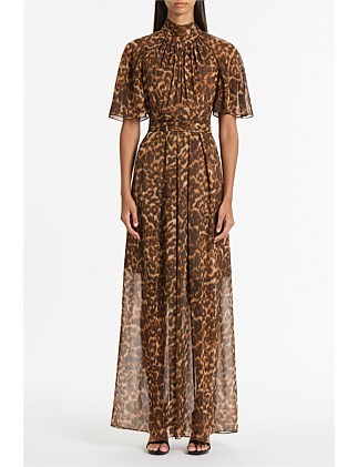 LEOPARD SILK MAXI DRESS