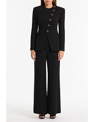 BLACK CREPE MONETA LONG JACKET