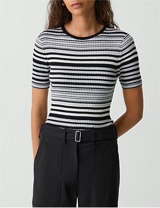 Ribbed Stripe Wool Tee