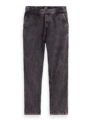 Loose tapered washed corduroy pants