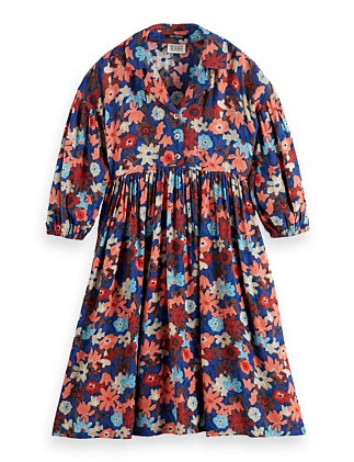 Printed viscose midi dress