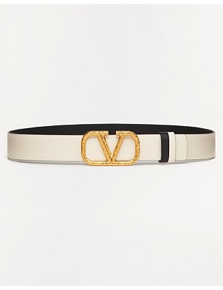 VLOGO REVERSIBLE BUCKLE BELT IN GLOSSY CALFSKIN 30MM