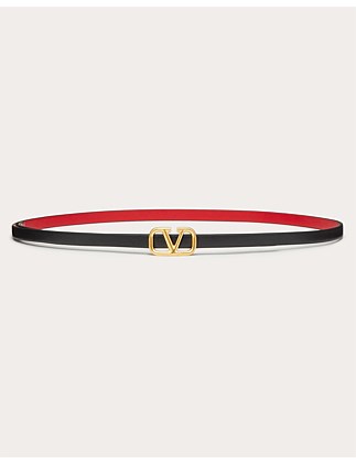 VLOGO REVERSIBLE BUCKLE BELT IN GLOSSY CALFSKIN 8MM