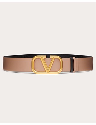 VLOGO REVERSIBLE BUCKLE BELT IN GLOSSY CALFSKIN 40MM