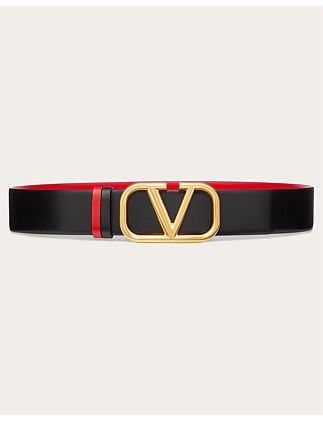 VLOGO REVERSIBLE BUCKLE BELT IN GLOSSY CALFSKIN 40MM