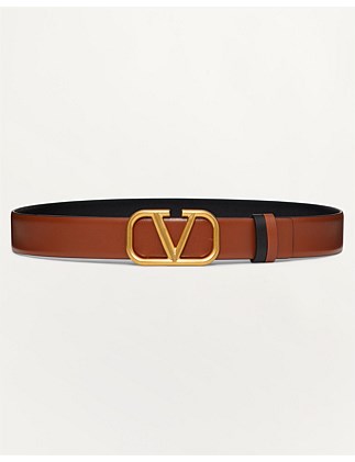 VLOGO REVERSIBLE BUCKLE BELT IN GLOSSY CALFSKIN 30MM