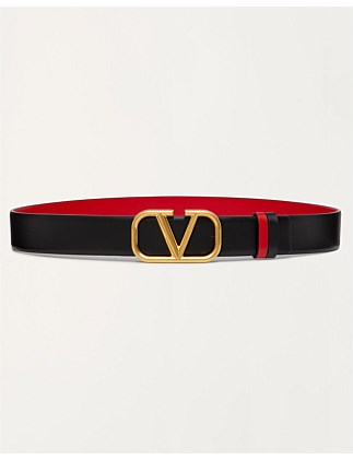 VLOGO REVERSIBLE BUCKLE BELT IN GLOSSY CALFSKIN 30MM