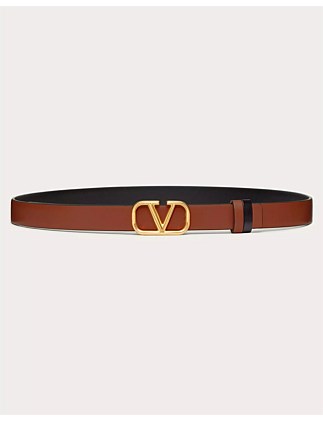 VLOGO REVERSIBLE BUCKLE BELT IN GLOSSY CALFSKIN 20MM