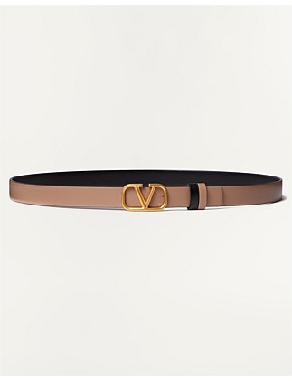 VLOGO REVERSIBLE BUCKLE BELT IN GLOSSY CALFSKIN 20MM