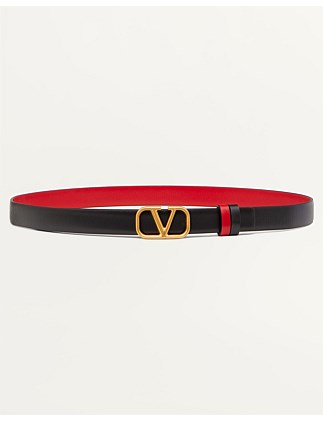 VLOGO REVERSIBLE BUCKLE BELT IN GLOSSY CALFSKIN 20MM