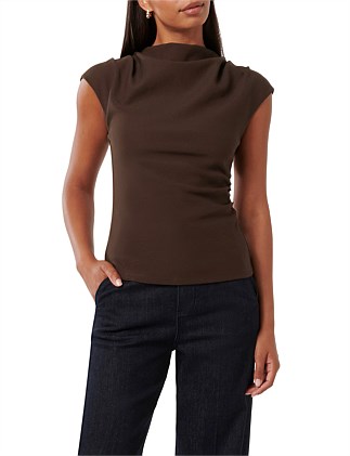 LEENAH GROWN HIGH NECK CREPE TOP