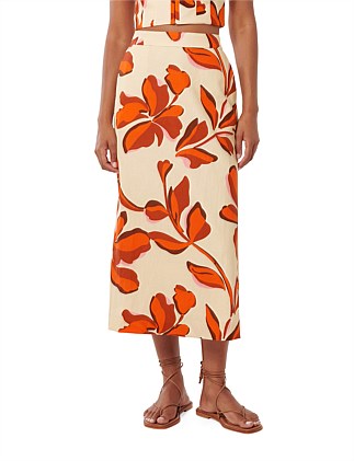 KAYLEE LINEN MIDI SKIRT