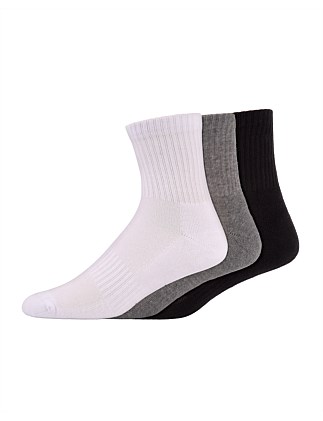 3PK SPORT QUARTER CREW SOCKS