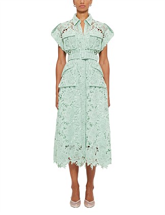 Audrey Lace Pocket Shirt Midi Dress