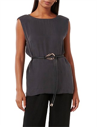 POPPY BELTED CUPRO TOP