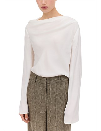 IVORY SILK CEZANNE LONG SLEEVE TOP